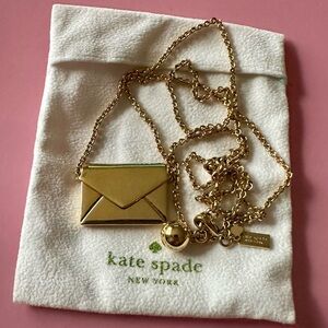 Kate Spade RARE New York Gold Love Letter Locket Envelope Statement Necklace